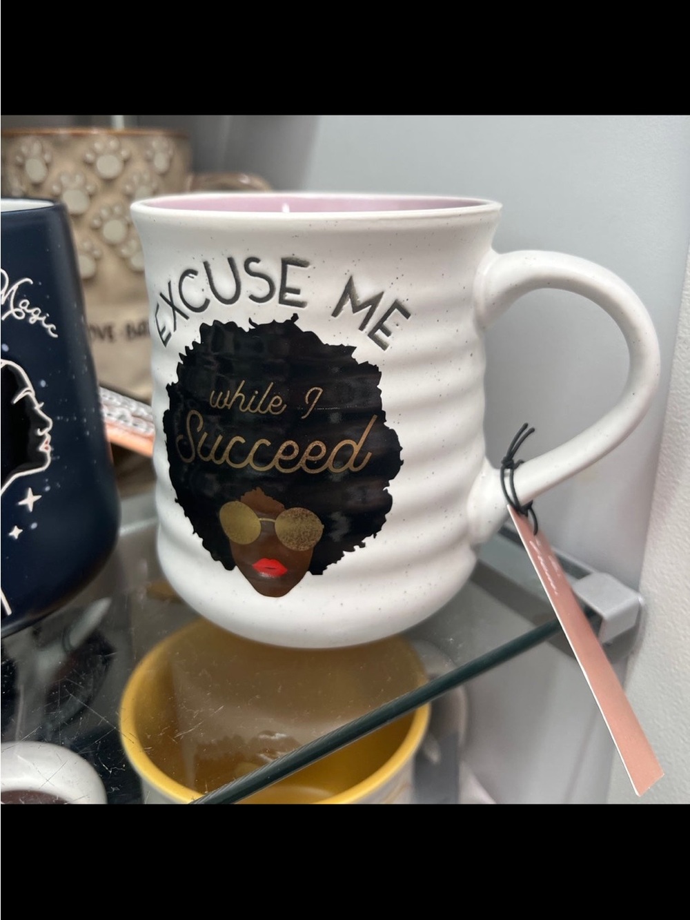 Excuse Me While I Succeed White Ceramic Accent Mug